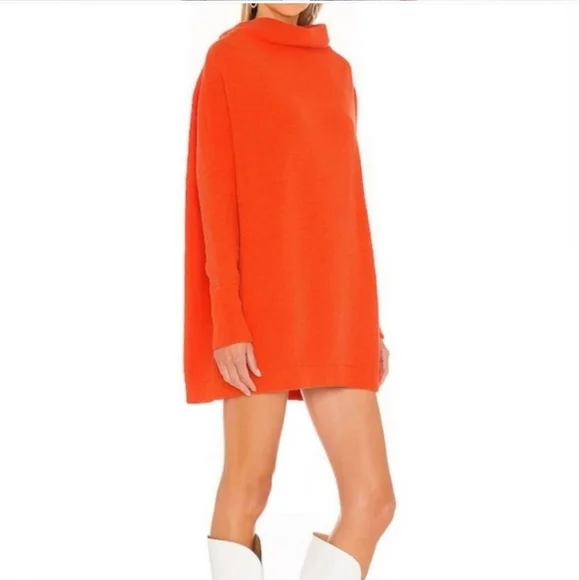 Free People * Ottoman Slouchy Pullover Tunic Sweater size XS Orange - Picture 8 of 12